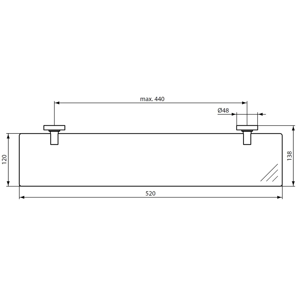 Etajera baie IDEAL STANDARD IOM A9124Xg, sticla, 52 cm, negru mat