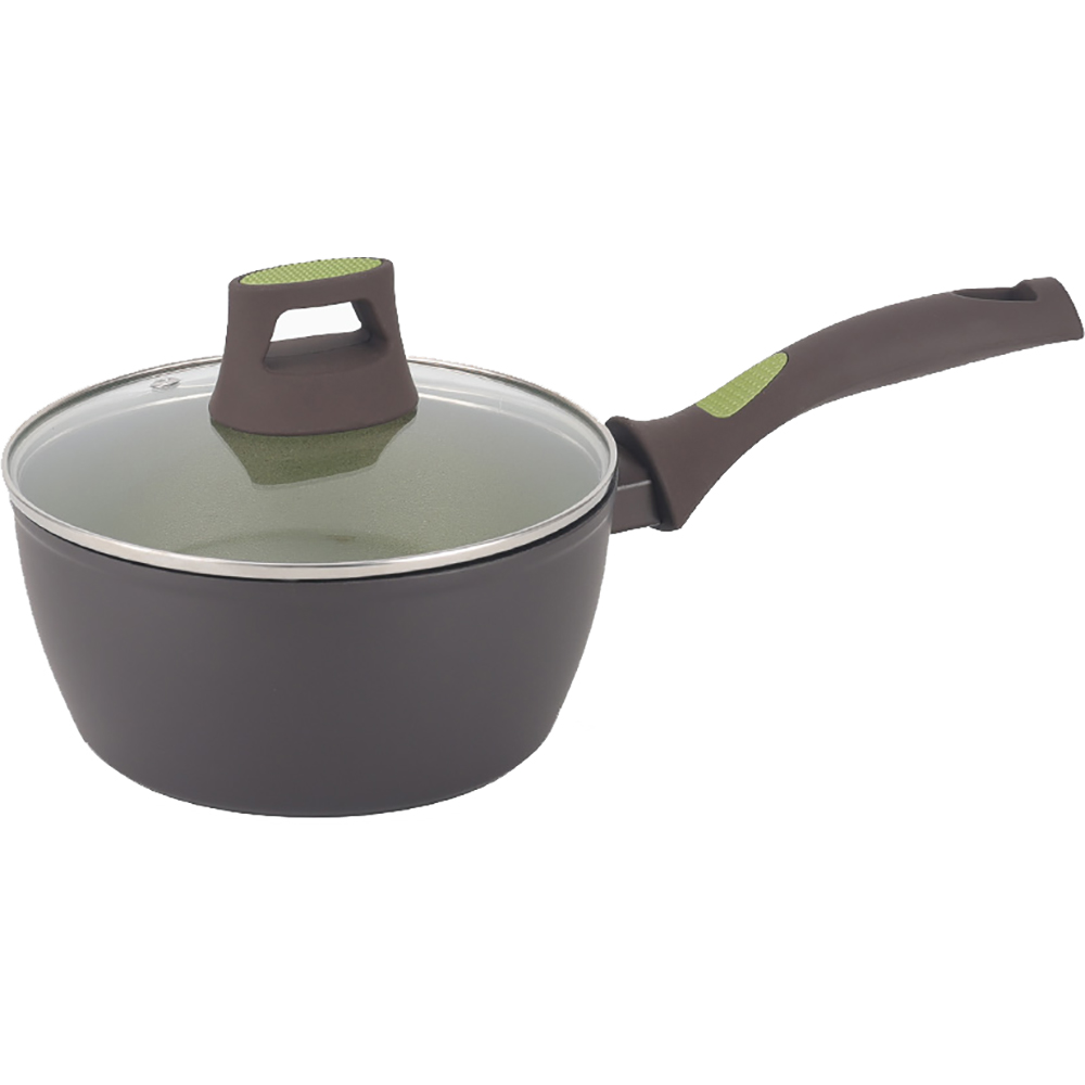 Cratita cu capac pentru sos AMERCOOK Avocado AC0108404.18, 1.5l, 18 cm, aluminiu forjat, negru-verde l
