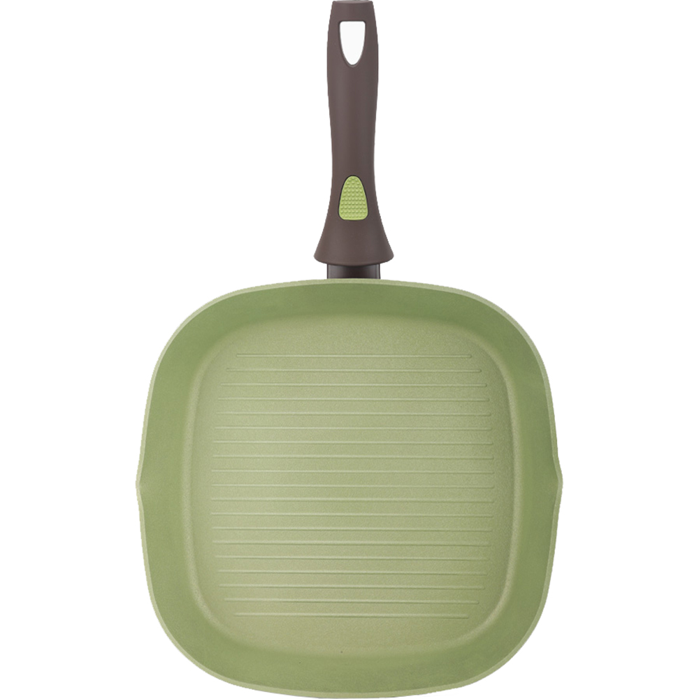 Tigaie grill AMERCOOK Avocado AC0108408.28, 28 cm, aluminiu forjat, negru-verde