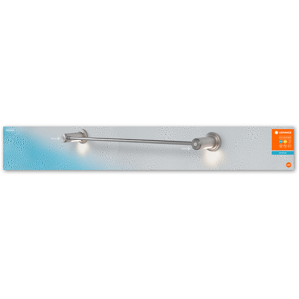 Suport prosop tip bara LEDVANCE, senzor miscare si de lumina naturala, 0.36W, 20lm, argintiu