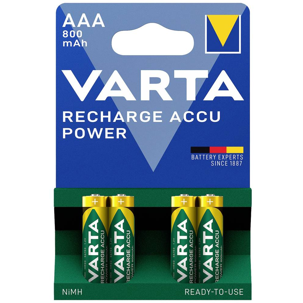 Acumulatori Varta, AAA, Ni-MH 800 mAh, 4 bucati