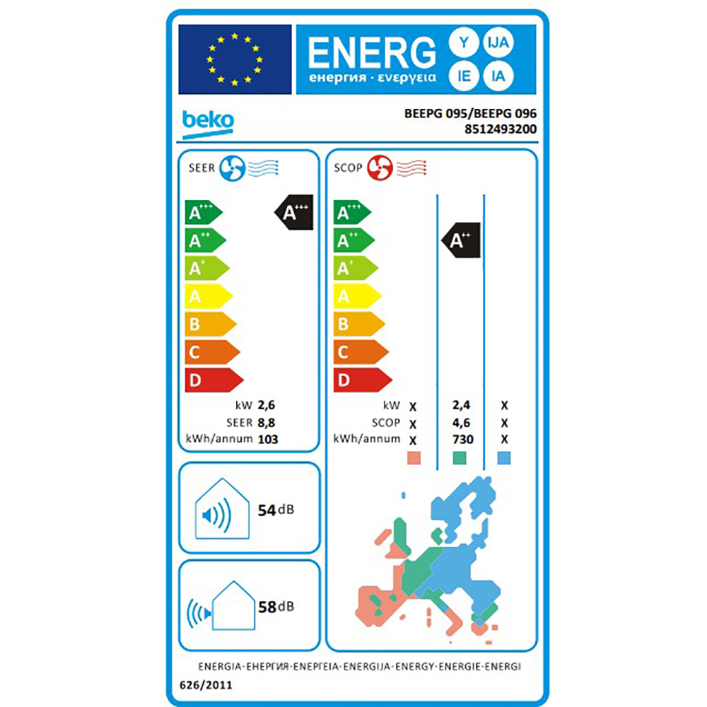 Aer conditionat BEKO BEEPG095, 9000 BTU, A+++/A++, Wi-Fi, Functie Incalzire, Inverter, kit instalare inclus, alb