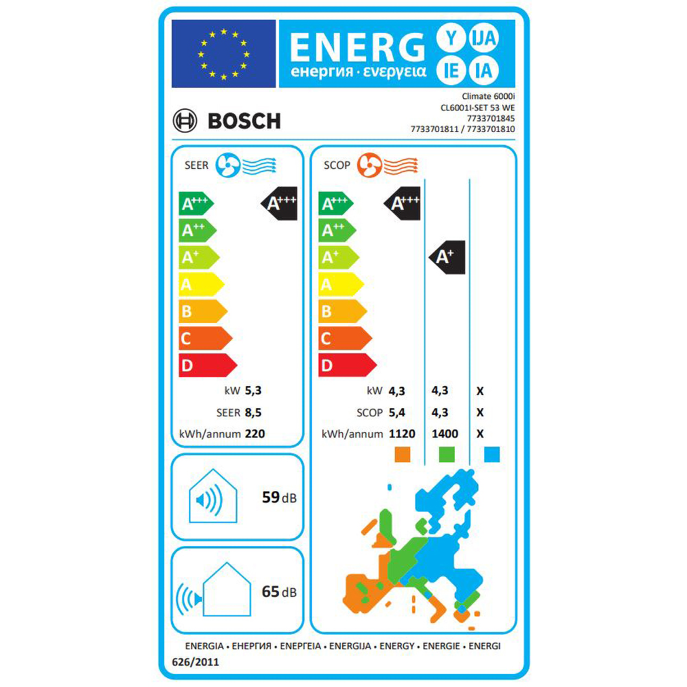 Aer conditionat BOSCH Climate 6000I, 18000BTU, A+++/A++, Inverter, Functie Incalzire, alb