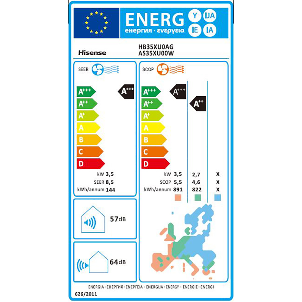 Aer conditionat HISENSE UniPure, 12000 BTU,  A+++/A++, Functie Incalzire, Wi-Fi, alb