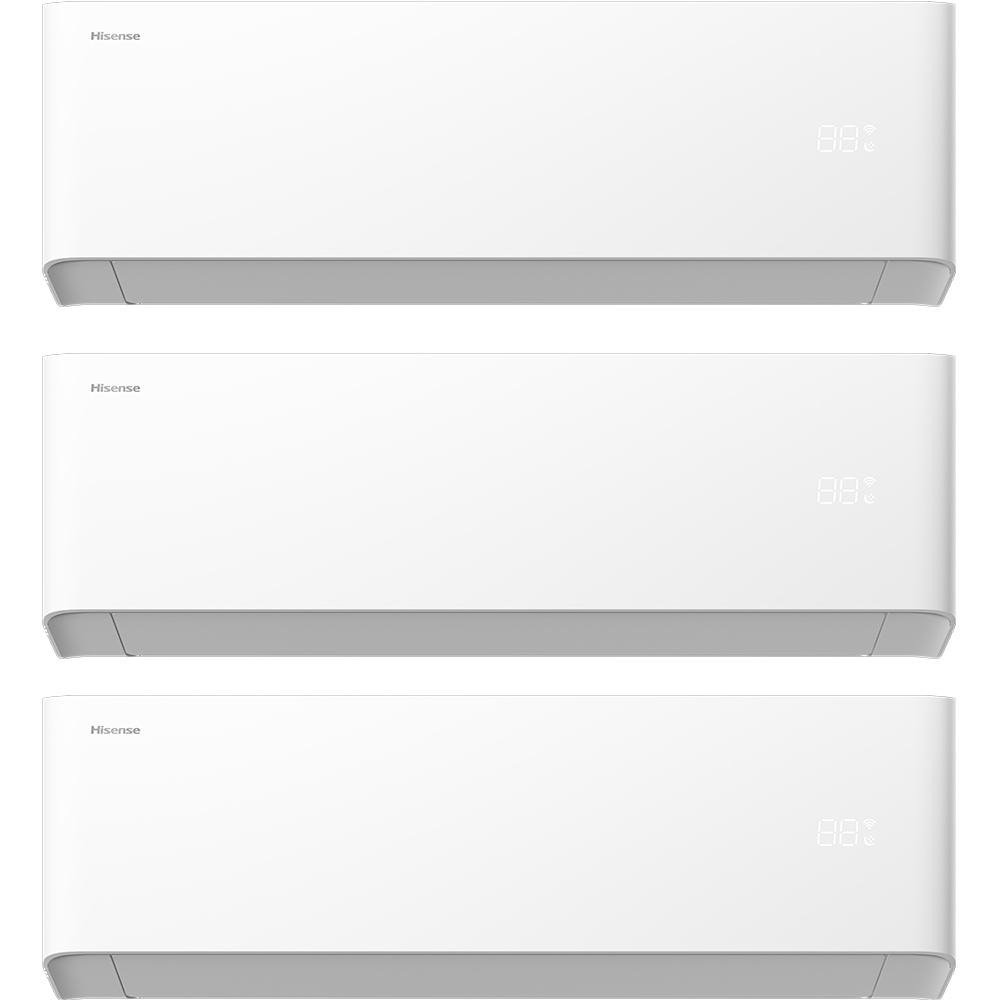 Sistem aer conditionat pentru 3 incaperi HISENSE Uni HB, 9000/9000/12000 BTU, unitate externa 21000 BTU, A++/A+, Functie Incalzire, Wi-Fi, alb