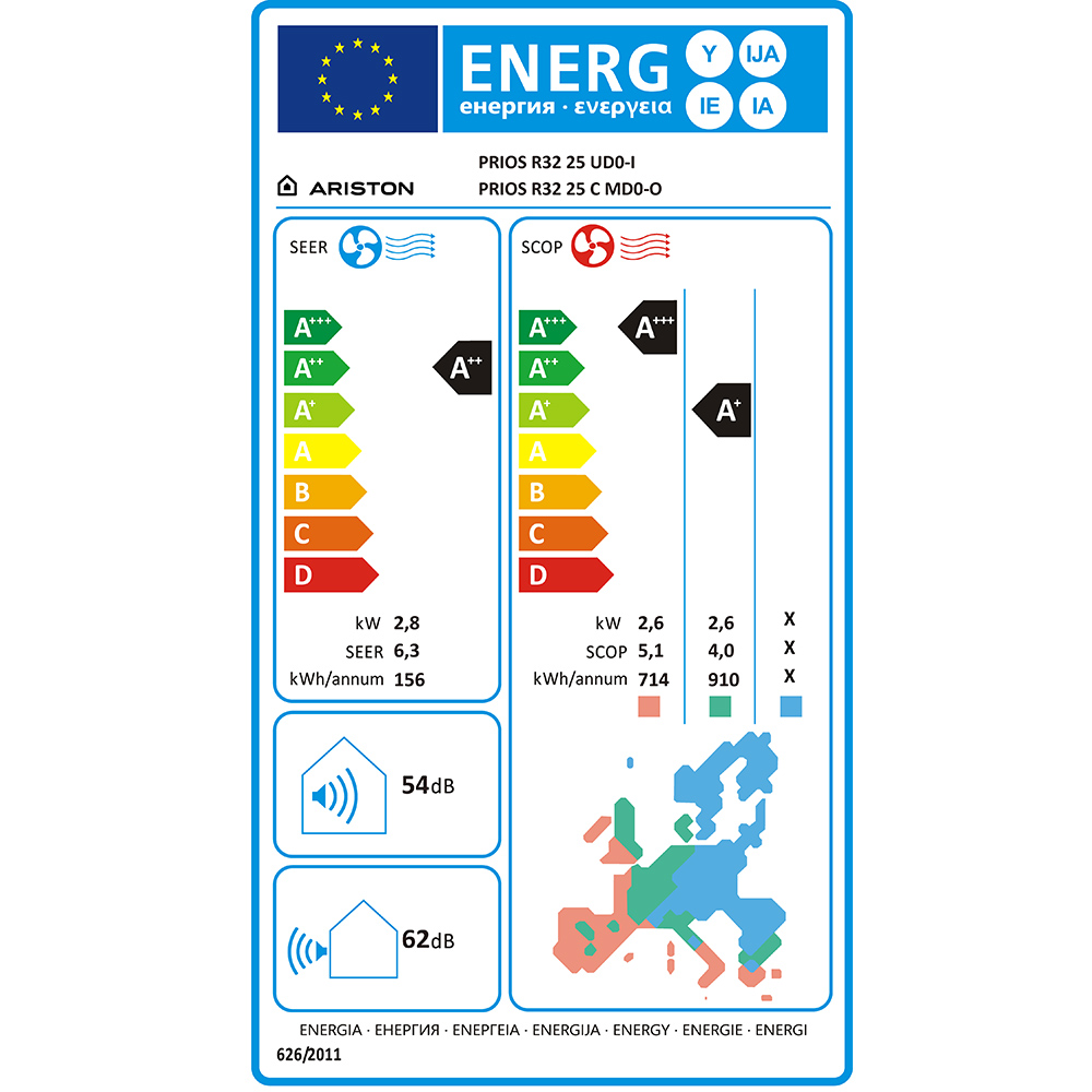 Aer conditionat ARISTON Prios, 9000BTU, A++/A+, Wi-Fi , Functie Incalzire, Inverter, alb
