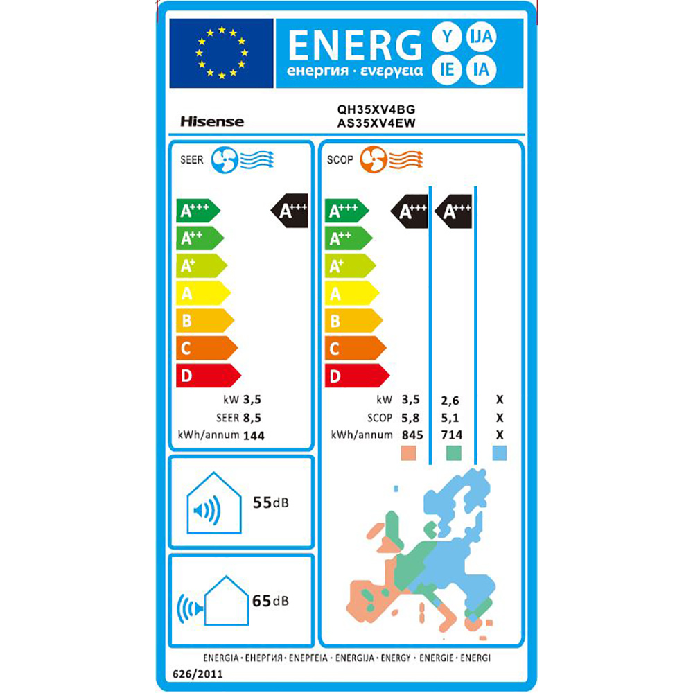 Aer conditionat HISENSE Energy ProX, 12000 BTU, A+++/A+++, Functie Incalzire, Wi-Fi, negru mat