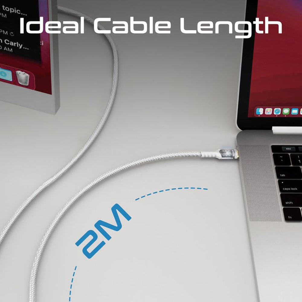 Cablu date PROMATE LucidLine-CC200, USB-C - USB-C, 100W Power Delivery, 2m, alb