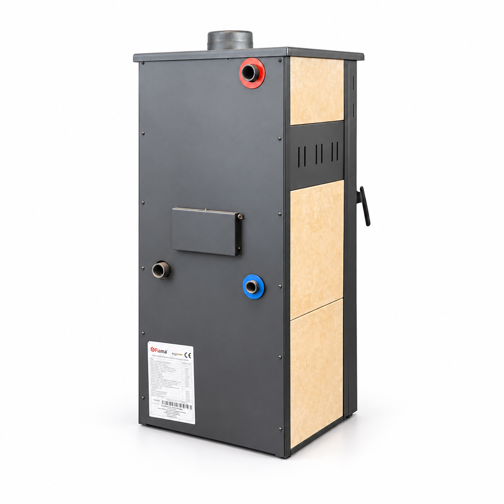 Termosemineu pe lemne brichete Fiama Ambasador, 24 kW,  42 x 50 x 100 cm