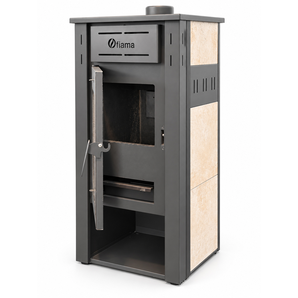 Termosemineu pe lemne brichete Fiama Ambasador, 24 kW,  42 x 50 x 100 cm