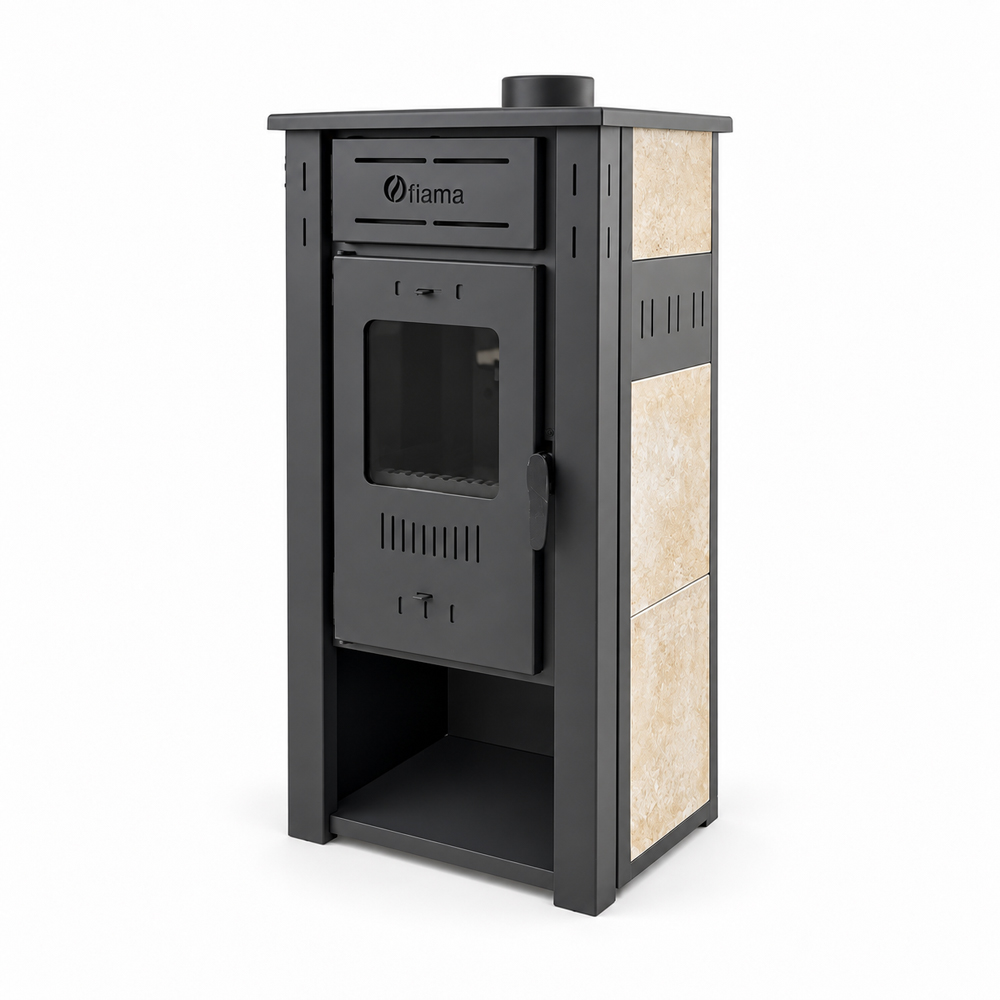 Termosemineu pe lemne brichete Fiama Ambasador, 24 kW,  42 x 50 x 100 cm