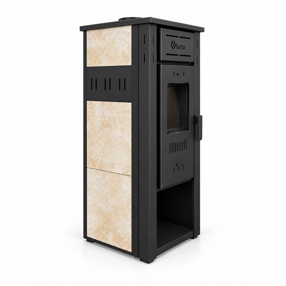 Termosemineu pe lemne brichete Fiama Ambasador, 24 kW,  42 x 50 x 100 cm
