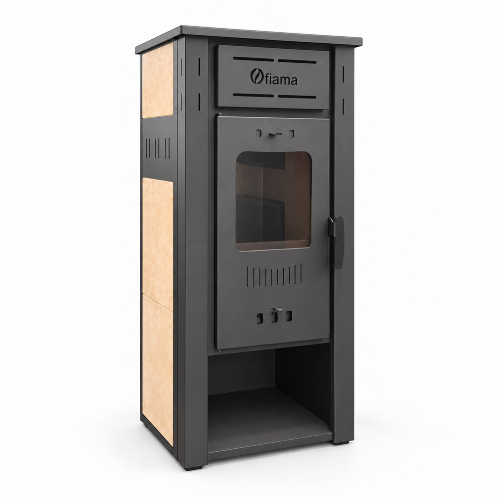 Termosemineu pe lemne brichete Fiama Ambasador, 24 kW,  42 x 50 x 100 cm
