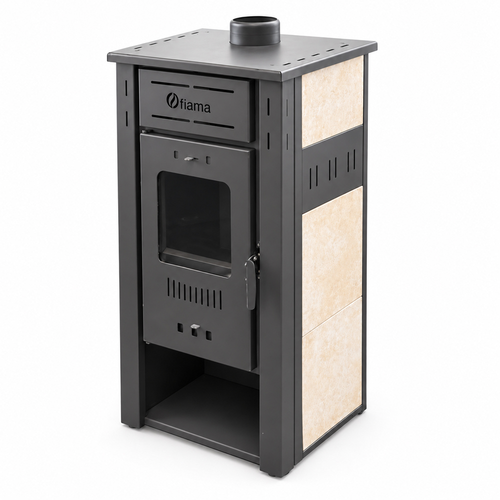 Termosemineu pe lemne brichete Fiama Ambasador, 24 kW,  42 x 50 x 100 cm
