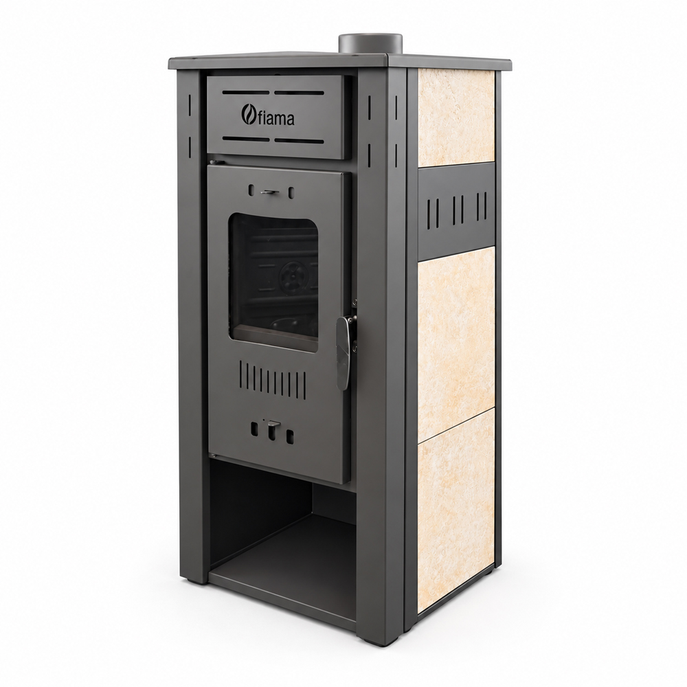 Termosemineu pe lemne brichete Fiama Ambasador, 24 kW,  42 x 50 x 100 cm