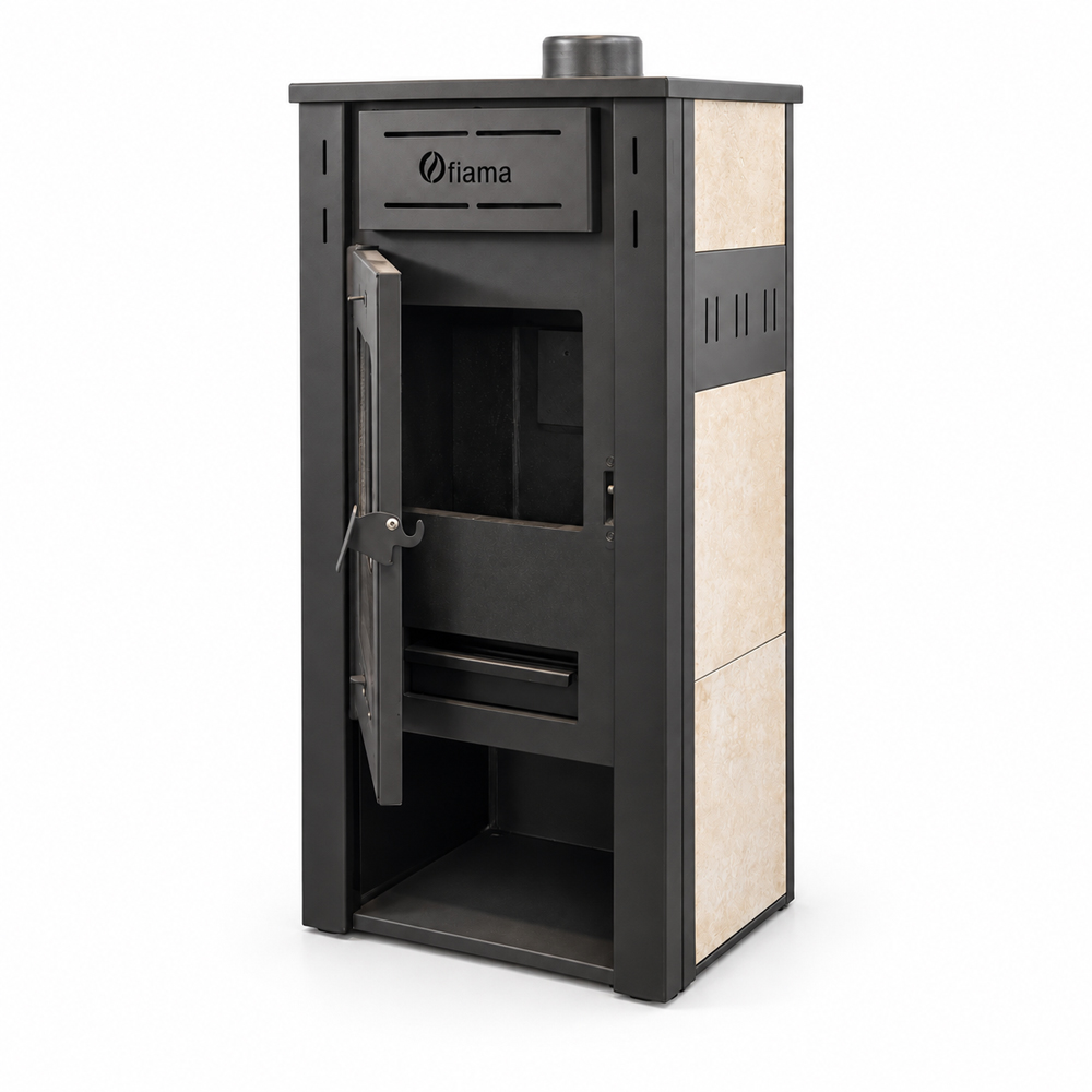 Termosemineu pe lemne brichete Fiama Ambasador, 24 kW,  42 x 50 x 100 cm