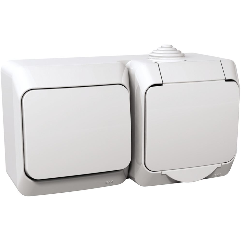 Priza SCHNEIDER Cedar Plus WDE000504, IP44 + Intrerupator cap scara, 16A, alb
