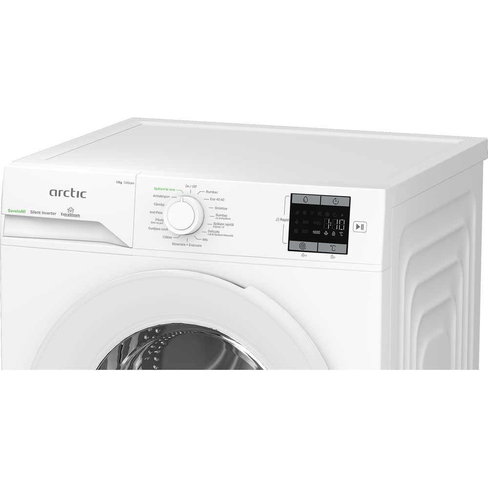 Masina de spalat rufe frontala ARCTIC APLM1WFSU110212W, ExtraSteam, 10 kg, 1200rpm, Clasa A, alb