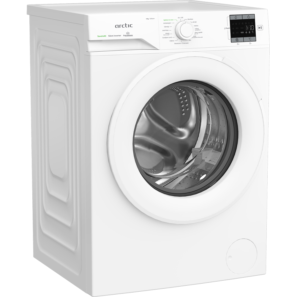 Masina de spalat rufe frontala ARCTIC APLM1WFSU110212W, ExtraSteam, 10 kg, 1200rpm, Clasa A, alb