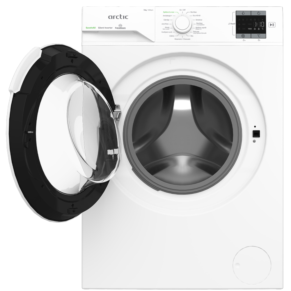 Masina de spalat rufe frontala ARCTIC APLM1WFSU110212W, ExtraSteam, 10 kg, 1200rpm, Clasa A, alb