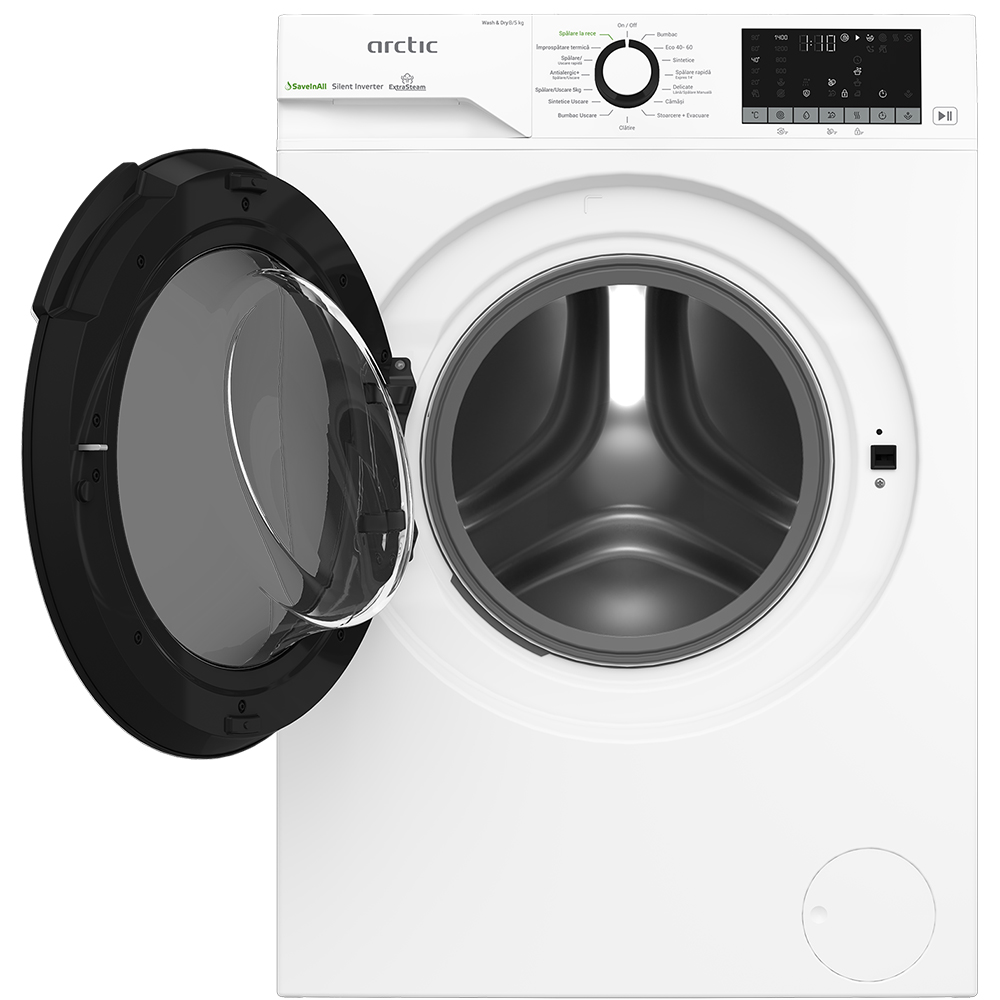 Masina de spalat rufe frontala cu uscator ARCTIC APLM3DFT38442W, 8/5 kg, 1400rpm, Clasa A/D, alb