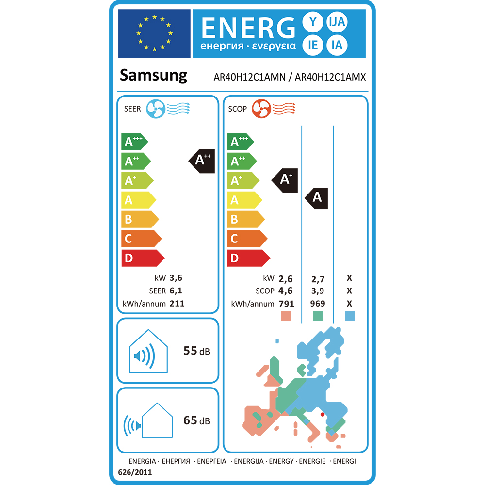 Aer conditionat SAMSUNG AR35, 12000 BTU, A++/A+, Wi-Fi, Functie Incalzire, Inverter, alb