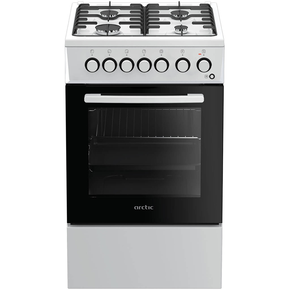 Aragaz ARCTIC ACM5611DTL, 4 arzatoare, Gaz + Electric, L 50 cm, Grill, alb
