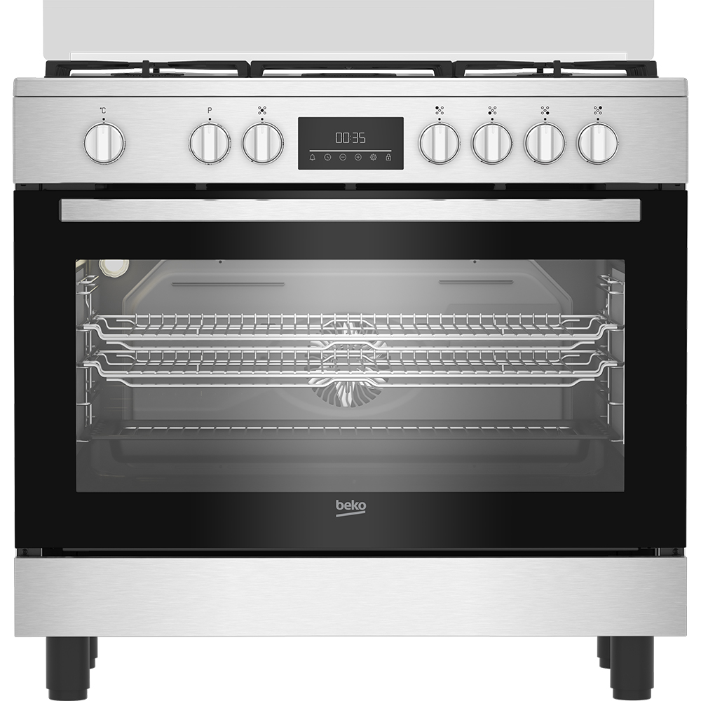 Aragaz BEKO BGM11226EX, 5 arzatoare, Gaz + Electric, L 90 cm, Grill, inox