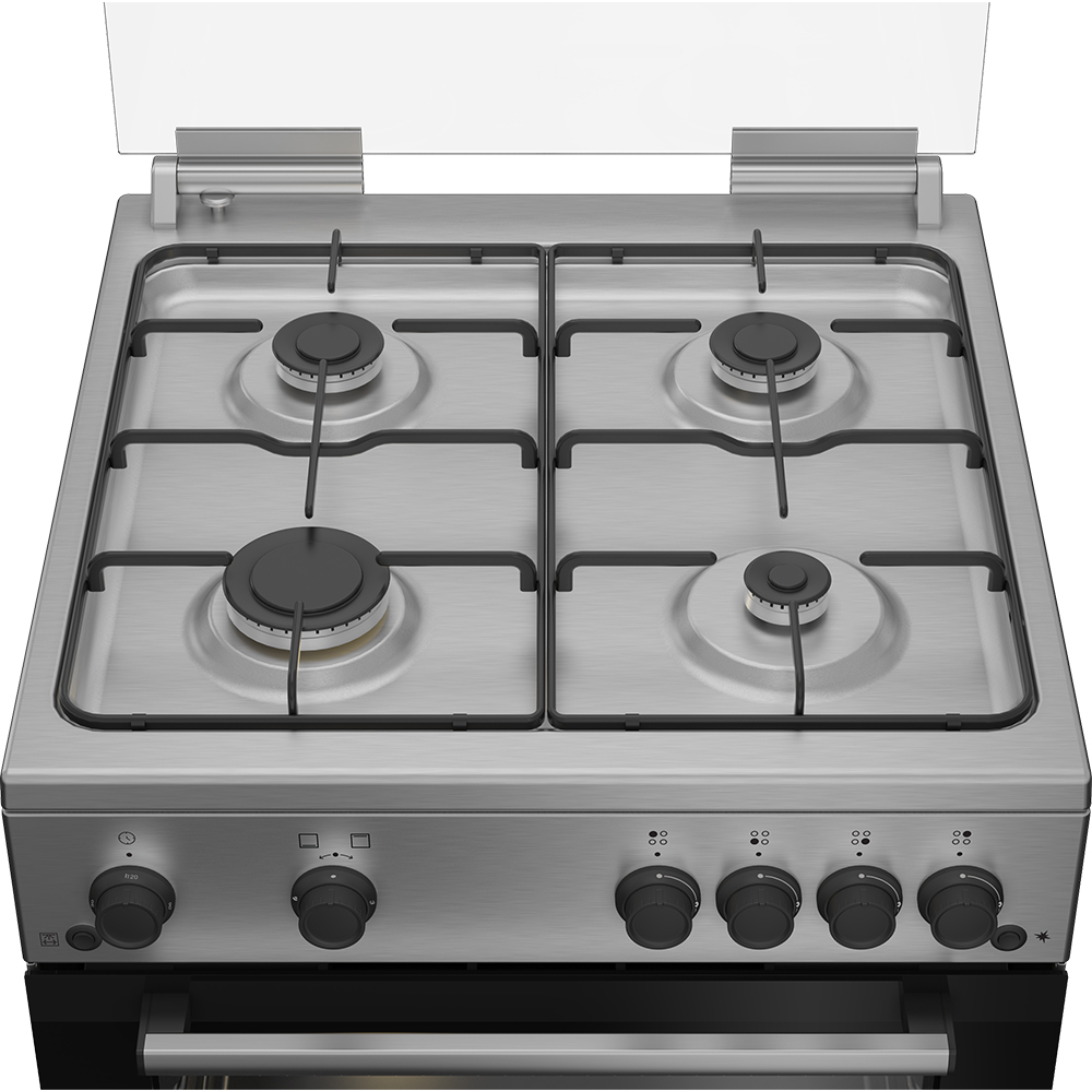 Aragaz BEKO FBGT62110DXO, 4 arzatoare, Gaz, L 60 cm, Grill, Rotisor, inox