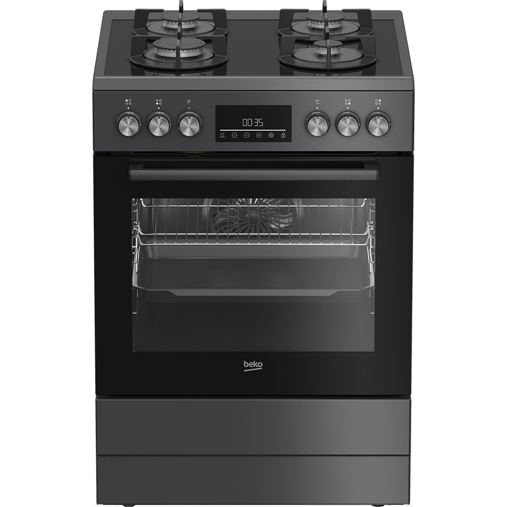 Aragaz BEKO FBM62330GADSN, 4 arzatoare, Gaz + Electric, L 60 cm, Grill, antracit