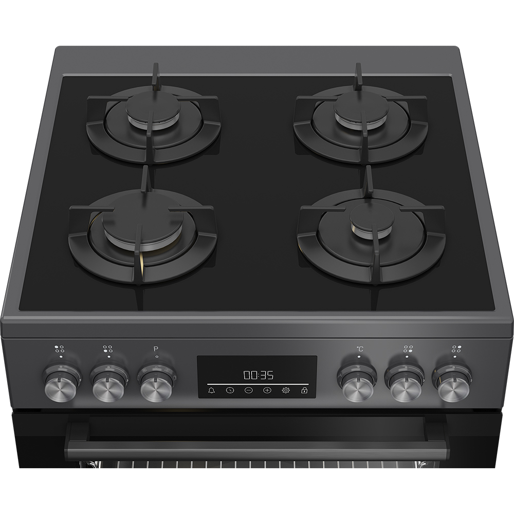Aragaz BEKO FBM62330GADSN, 4 arzatoare, Gaz + Electric, L 60 cm, Grill, antracit