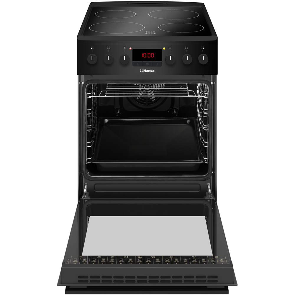 Aragaz HANSA FCCM58209H, 4 arzatoare, Electric, L 50 cm, Grill, negru