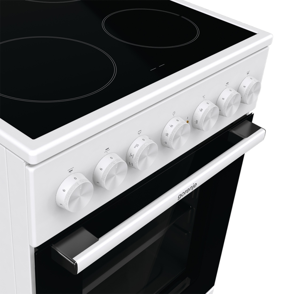 Aragaz GORENJE GEC5B41WG, 4 arzatoare, Electric, L 50 cm, Grill, alb