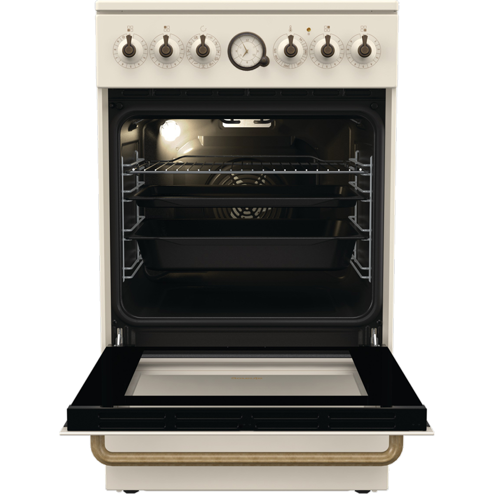 Aragaz GORENJE GECS5B70CLI, 4 arzatoare, Electric, L 50 cm, Grill, bej