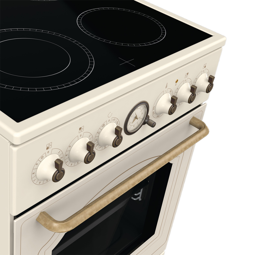 Aragaz GORENJE GECS5B70CLI, 4 arzatoare, Electric, L 50 cm, Grill, bej