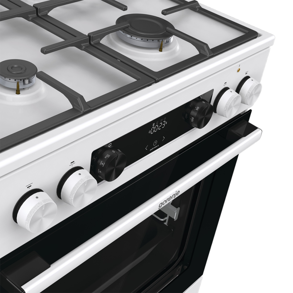 Aragaz GORENJE GKS6C71WF, 4 arzatoare, Gaz + Electric, L 60 cm, alb