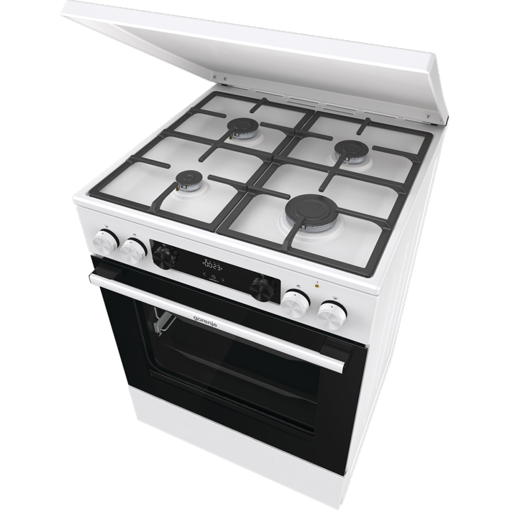 Aragaz GORENJE GKS6C71WF, 4 arzatoare, Gaz + Electric, L 60 cm, alb