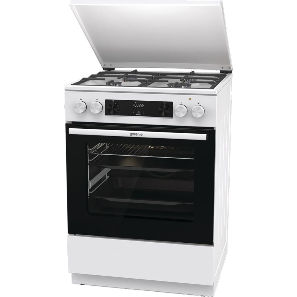 Aragaz GORENJE GKS6C71WF, 4 arzatoare, Gaz + Electric, L 60 cm, alb