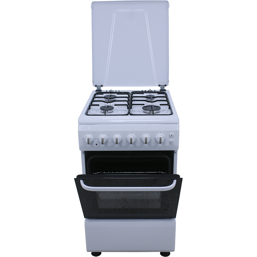Aragaz VORTEX VAM5060WH01K, 4 arzatoare, Gaz + Electric, L 50 cm, Grill, alb