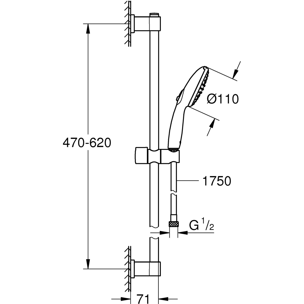 Coloana dus GROHE Vitalio Start 110 27948001, 2 functii, crom