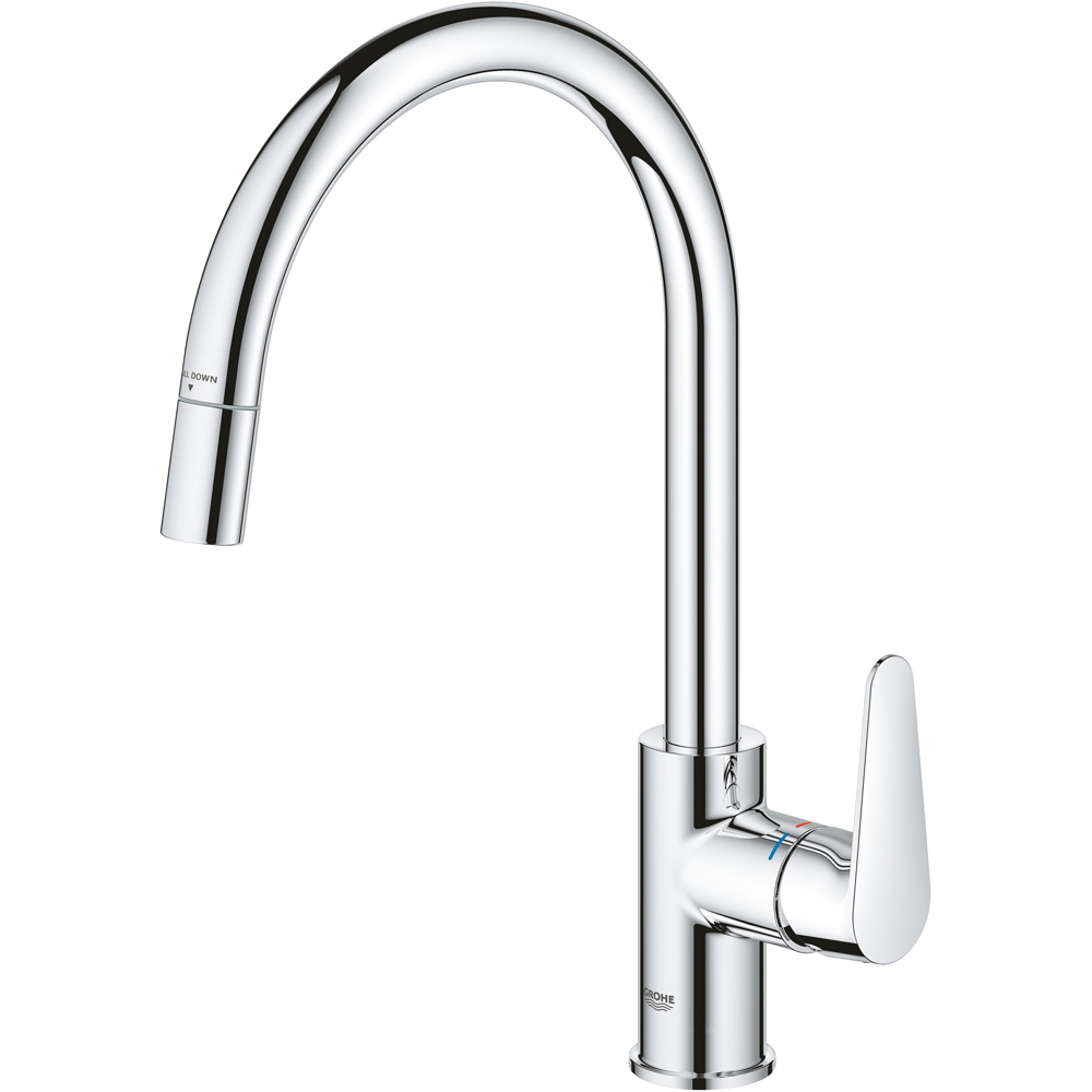 Baterie bucatarie GROHE Start Curve, extractibil, alama sanitara, crom