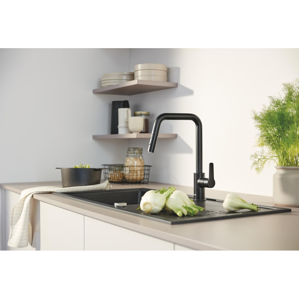 Baterie bucatarie GROHE Start 306312430, dus extractibil, alama sanitara, negru