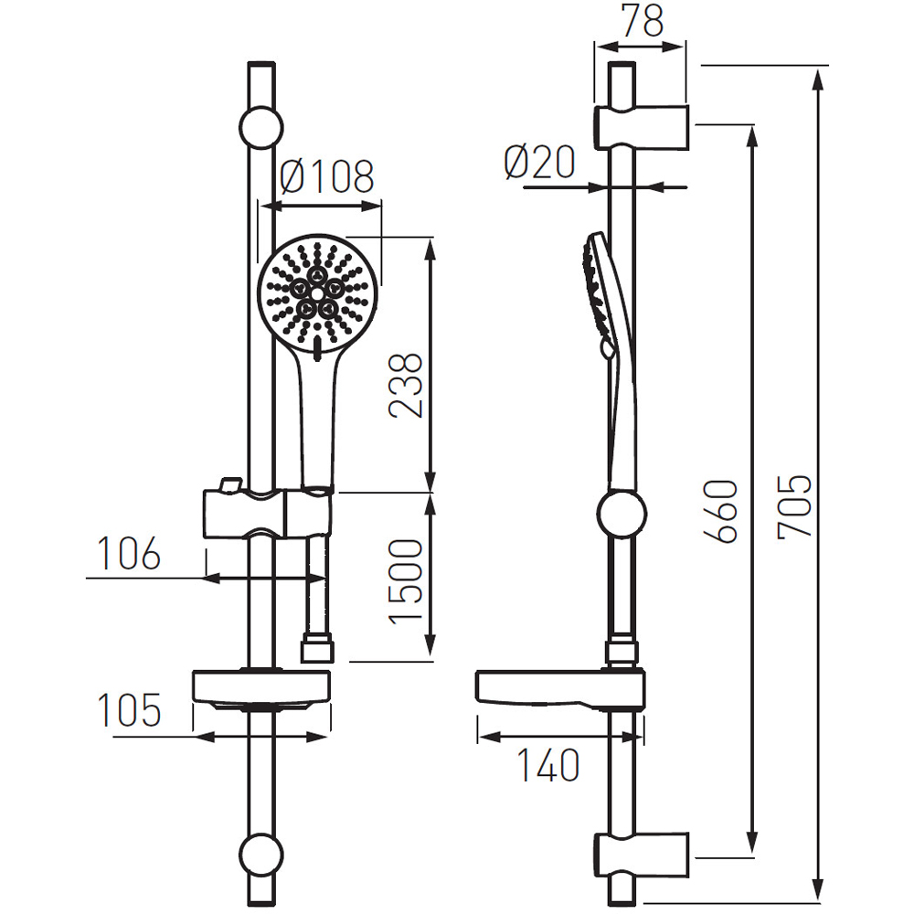 Set dus FERRO Nessa N350B, 3 functii, alb-crom