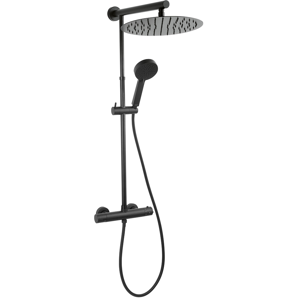 Sistem dus FERRO Trevi Black NP75-TRV7U-BL, termostat, 3 functii, negru
