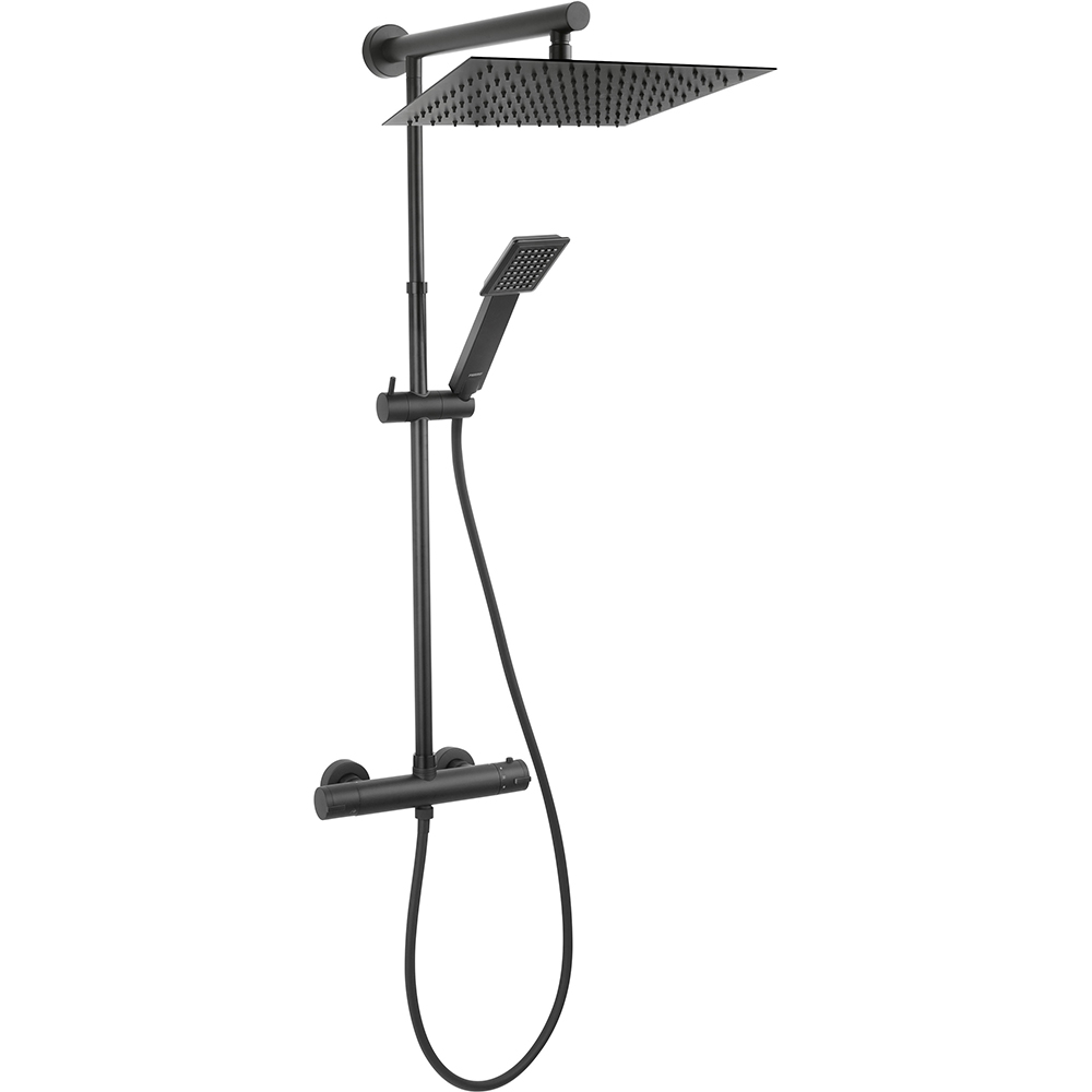 Sistem dus FERRO Trevi Square Black NP75SQ-TRV7U-BL, termostat, 1 functie, negru