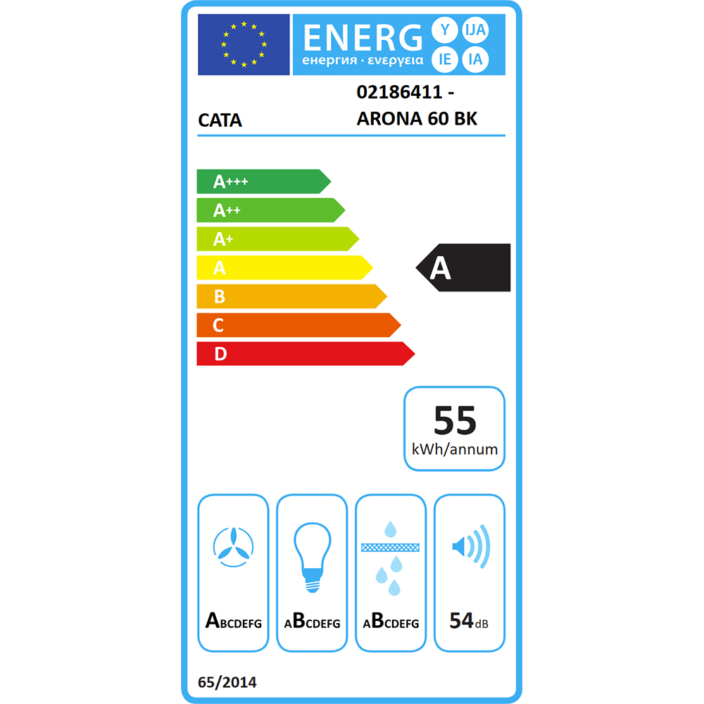 Hota incorporabila CATA Arona 60 BK, 1 motor, 766 m3/h, L 60 cm, negru