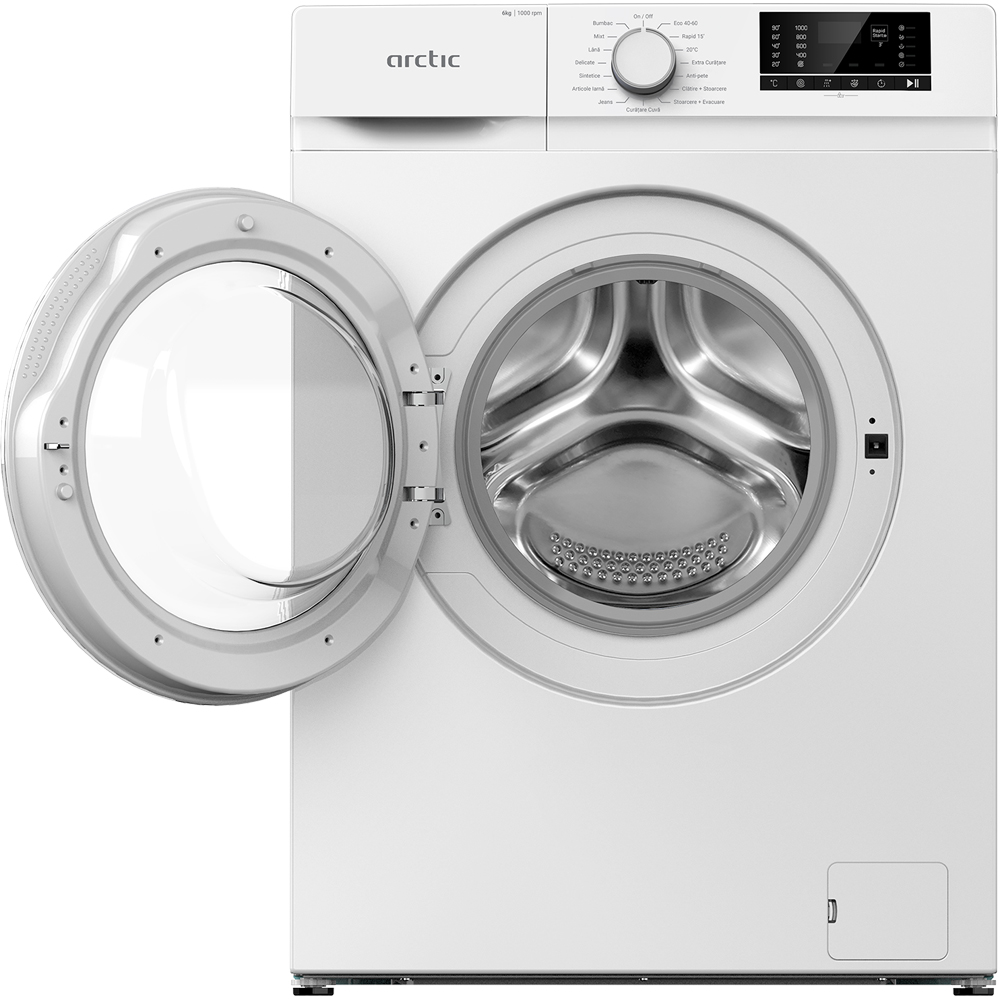 Masina de spalat rufe frontala slim ARCTIC ARSMA630WRO, 6 kg, 1000rpm, Clasa D, alb
