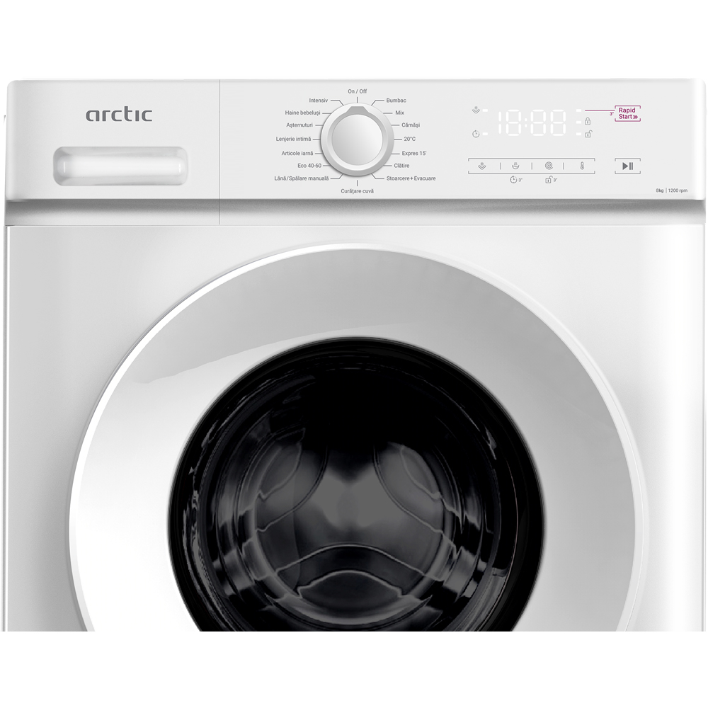 Masina de spalat rufe frontala ARCTIC ARSMA862WRO, SteamCure, 8 kg, 1200rpm, Clasa A, alb