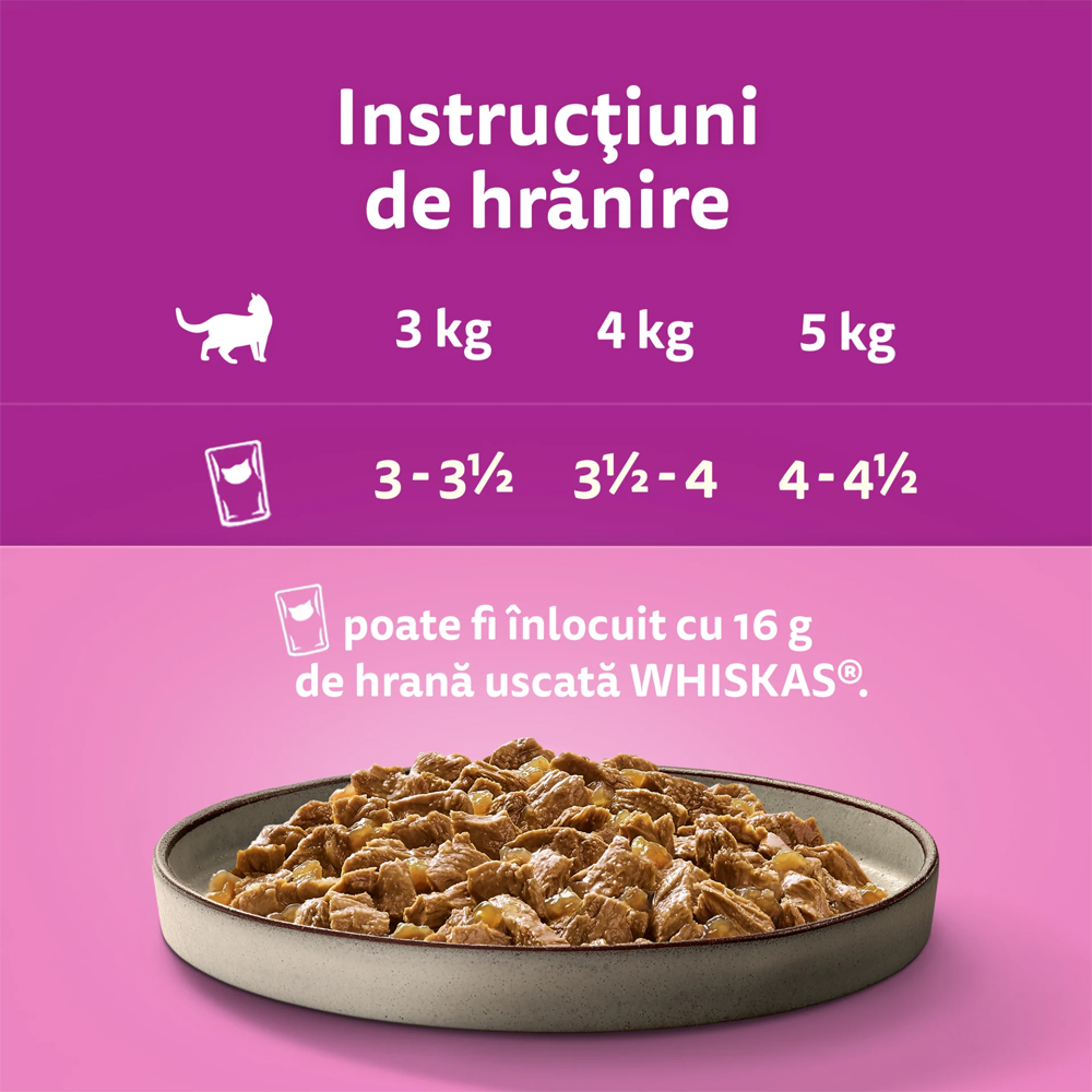 Hrana umeda pentru pisici WHISKAS Pure Delight, Adult, Pui in aspic, 85 g