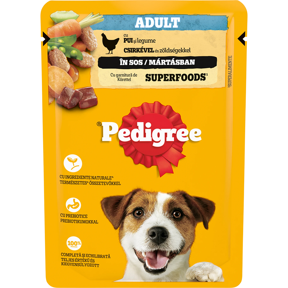 Hrana umeda pentru caini PEDIGREE, Adult, Pui si legume in sos, 100 g